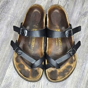 Birkenstock Mayari Sandals Black Leather Adjustable Straps Size 38 (US 7-7.5)